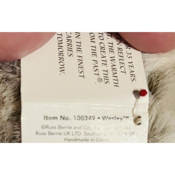Russ Berrie Plush #100349 WESTLEY Bear Woven Texture Face Feet 12” tags Frosted - Picture 7 of 13